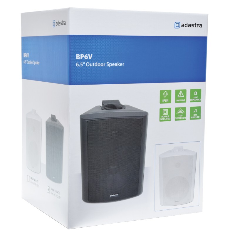 Adastra BP6V-B 100V 6.5'' 60W Indoor Outdoor Speaker Black - 952.817UK - 100V 6.5'' 60W Indoor Outdoor Speaker Black