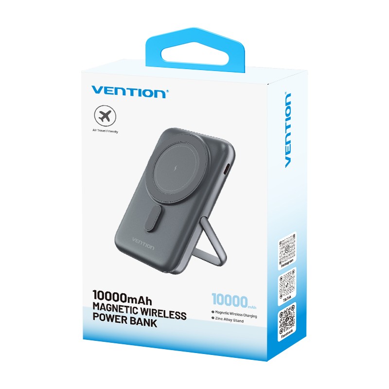 Vention Powerbank Wireless Magnetic 10000mAh 20W - FHNB0 - with Stand Black — Buy in Cyprus with Fast Delivery