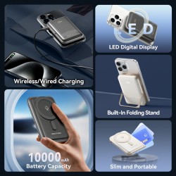 Vention Powerbank Wireless Magnetic 10000mAh 20W - FHNB0 - with Stand Black — Buy in Cyprus with Fast Delivery