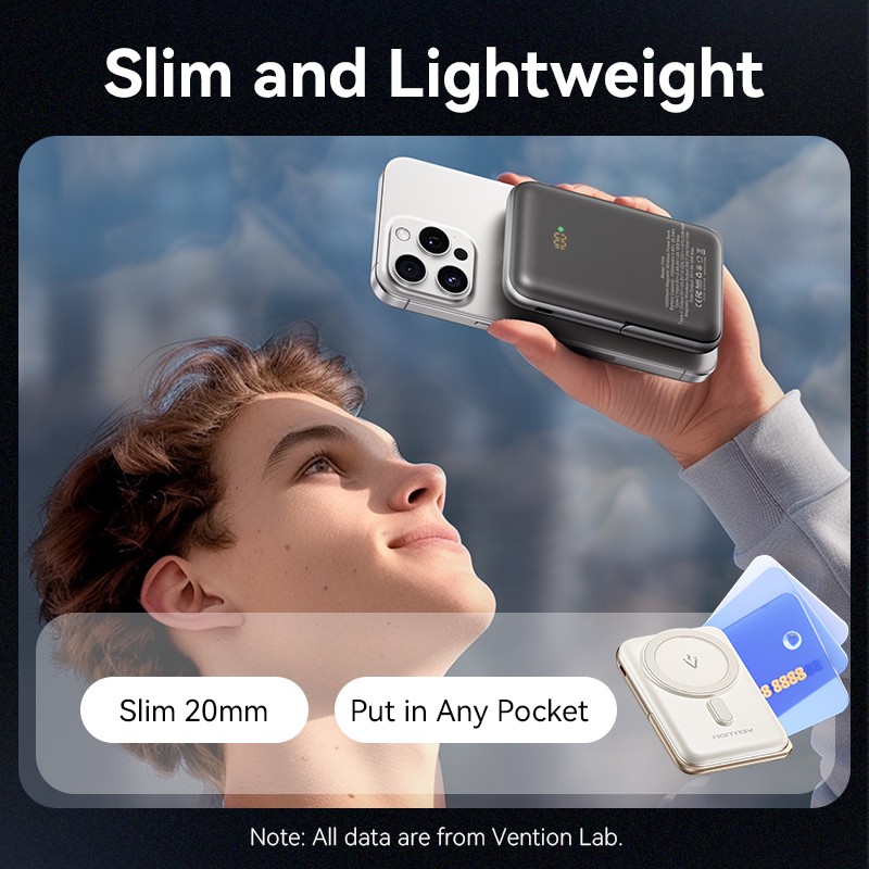 Vention Powerbank Wireless Magnetic 10000mAh 20W - FHNB0 - with Stand Black — Buy in Cyprus with Fast Delivery