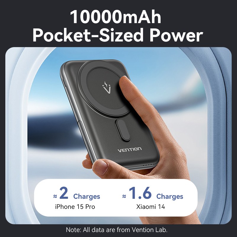 Vention Powerbank Wireless Magnetic 10000mAh 20W - FHNB0 - with Stand Black — Buy in Cyprus with Fast Delivery