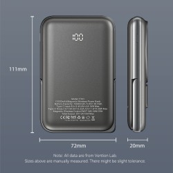Vention Powerbank Wireless Magnetic 10000mAh 20W - FHNB0 - with Stand Black — Buy in Cyprus with Fast Delivery