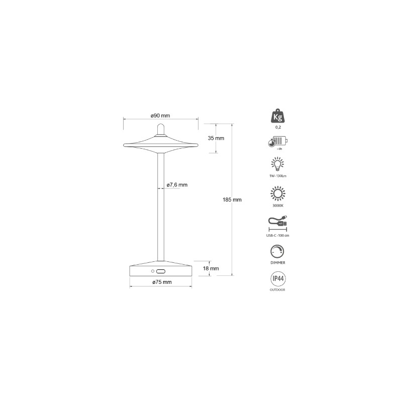 KELU SAKE Lamp - USB-C Rechargeable IP44 Aluminium Lamp 130LM Bronze — Buy in Cyprus with Fast Delivery