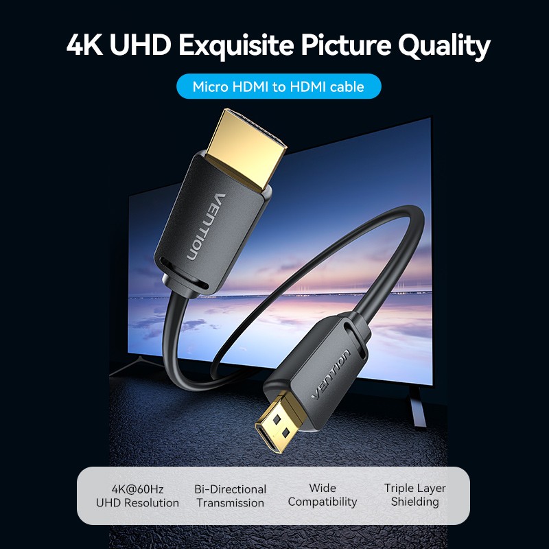 Vention HDMI to HDMI Micro Cable - AGIBG - HDMI to HDMI Micro Cable 1.5m — Buy in Cyprus with Fast Delivery