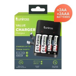 Uniross USB Charger - UCU010C - for AA AAA + 2xAA & 2xAAA Batteries — Buy in Cyprus with Fast Delivery