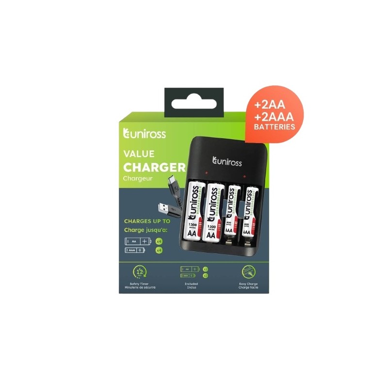 Uniross USB Charger - UCU010C - for AA AAA + 2xAA & 2xAAA Batteries — Buy in Cyprus with Fast Delivery