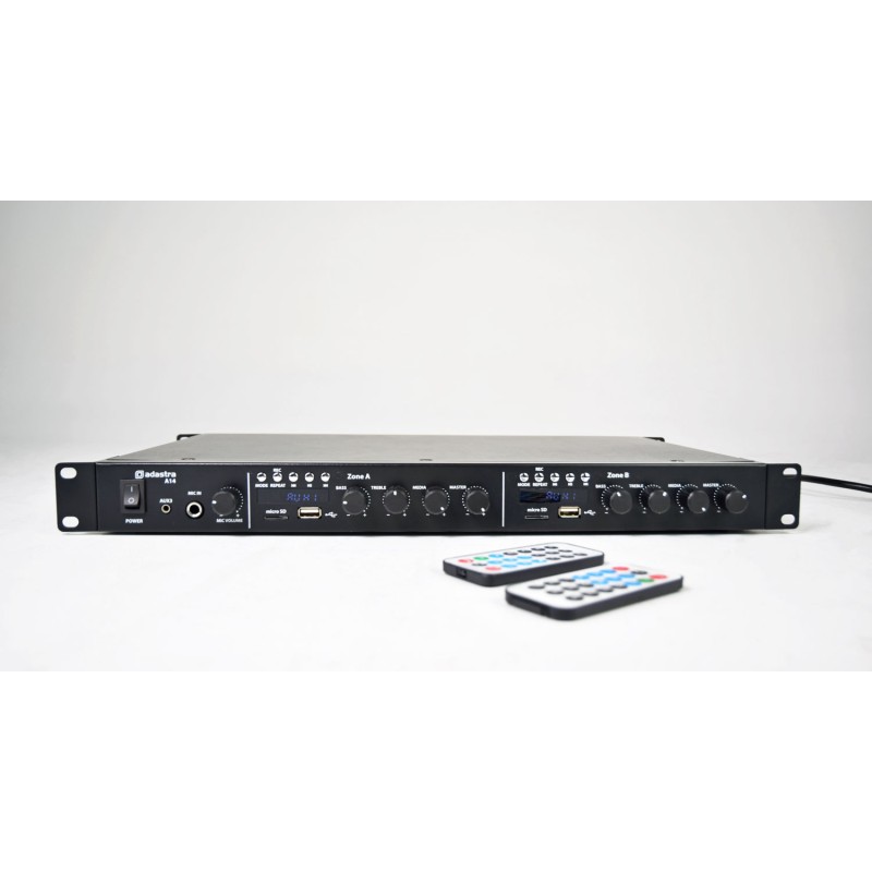 Adastra Amplifier - A14 - 2 x Independent Stereo Zones Amplifier x 200W per Zone & 2x Media Players BT USB FM