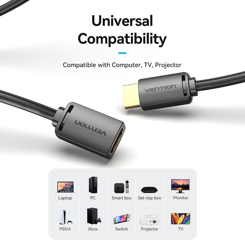 Vention HDMI Cable 2.0 M-F Extension 2.0m - AHCBH - HDMI Cable 2.0 M-F Extension 2.0m — Buy in Cyprus with Fast Delivery