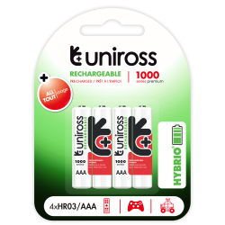 Uniross Hybrio AAA 1000 Rechargable Batteries - 4Pcs — Buy in Cyprus with Fast Delivery