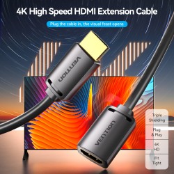 Vention HDMI Cable - AHCBJ - 2.0 M-F Extension 5.0m — Buy in Cyprus with Fast Delivery
