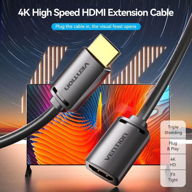 Vention HDMI Cable - AHCBJ - 2.0 M-F Extension 5.0m — Buy in Cyprus with Fast Delivery