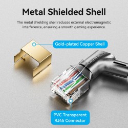 Vention Network Cable - IKLBI - Cat8 SFTP Rotate Right Angle Slim 3.0m Black — Buy in Cyprus with Fast Delivery