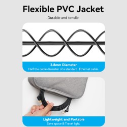 Vention Network Cable - IKLBI - Cat8 SFTP Rotate Right Angle Slim 3.0m Black — Buy in Cyprus with Fast Delivery