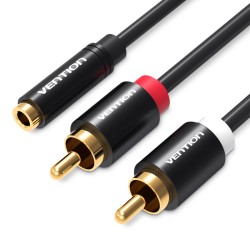 Vention AUDIO 3.5mm F to 2RCA M Cable - VAB-R01-B150 - 1.5m — Buy in Cyprus with Fast Delivery