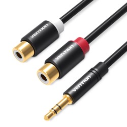 Vention AUDIO - VAB-R02-B030 - 3.5mm M to 2RCA F Cable 0.3m — Buy in Cyprus with Fast Delivery