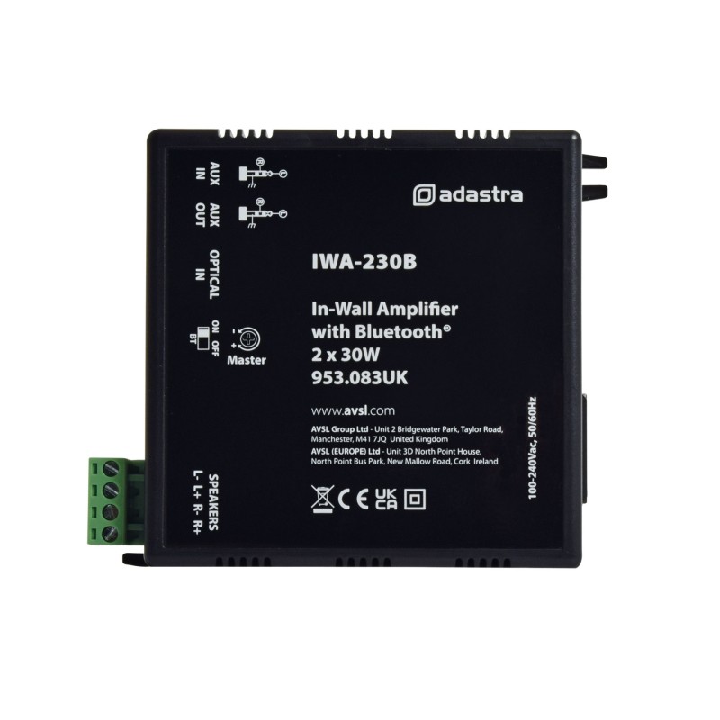 Adastra In-Wall Bluetooth Amp - IWA230B - 2x30W@4ohm — Buy in Cyprus with Fast Delivery