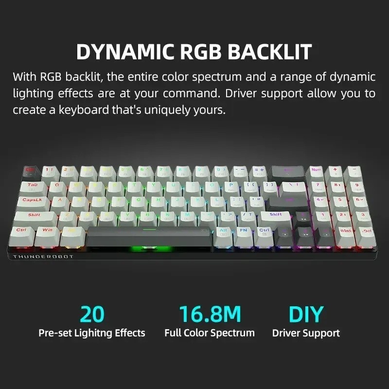 Thunderobot Keyboard - K78R - White Gaming Mechanical Keyboard 78 Red Switch Keys — Buy in Cyprus with Fast Delivery
