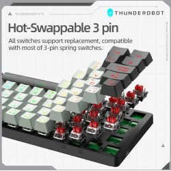 Thunderobot Keyboard - K78R - White Gaming Mechanical Keyboard 78 Red Switch Keys — Buy in Cyprus with Fast Delivery