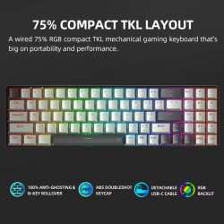 Thunderobot Keyboard - K78R - White Gaming Mechanical Keyboard 78 Red Switch Keys — Buy in Cyprus with Fast Delivery