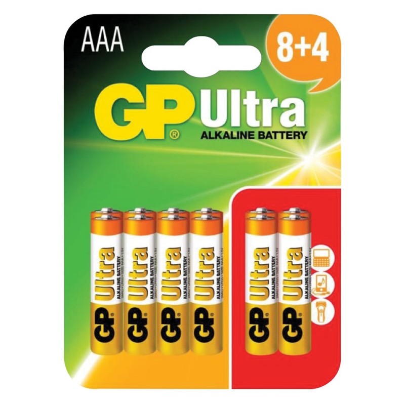 GP Ultra Alkaline Batteries - 656.016UK - AAA 8+4 — Buy in Cyprus with Fast Delivery