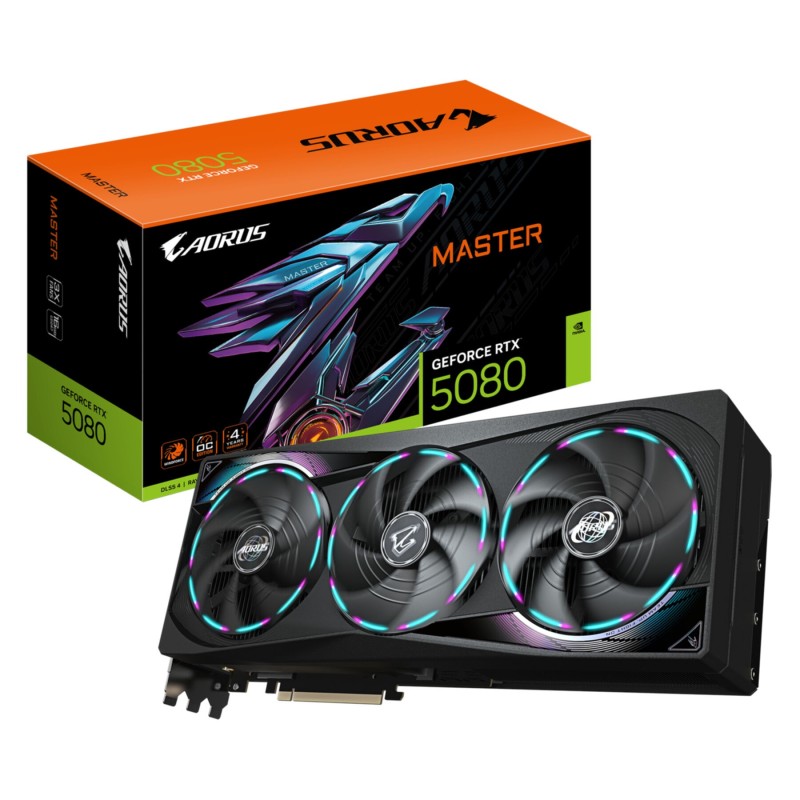 GIGABYTE AORUS MASTER GeForce RTX 5080 - 16GB GDDR7, 2805MHz Boost, PCIe 5.0 — Buy in Cyprus with Fast Delivery