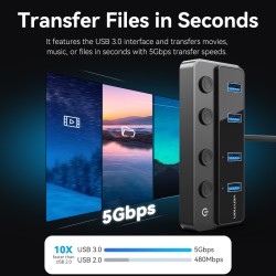 Vention HUB USB-C 4 x USB3.0 with Indiv.Power Switches - CHWBF - 1.0m — Buy in Cyprus with Fast Delivery