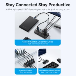 Vention HUB USB-C 4 x USB3.0 with Indiv.Power Switches - CHWBF - 1.0m — Buy in Cyprus with Fast Delivery