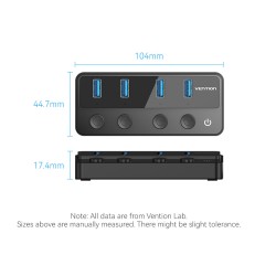 Vention HUB USB-C 4 x USB3.0 with Indiv.Power Switches - CHWBF - 1.0m — Buy in Cyprus with Fast Delivery