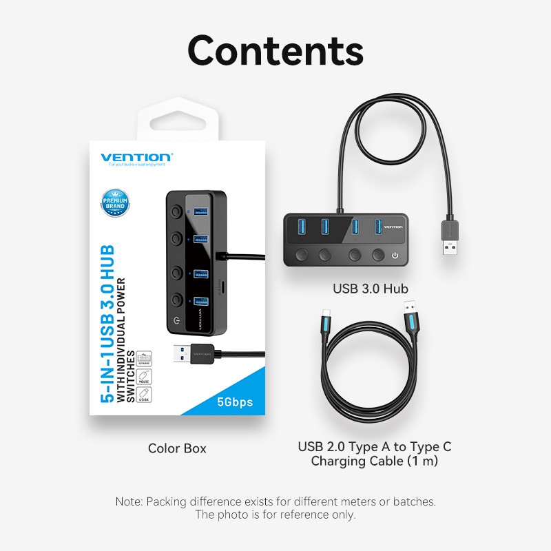 Vention HUB USB-C 4 x USB3.0 with Indiv.Power Switches - CHWBF - 1.0m — Buy in Cyprus with Fast Delivery