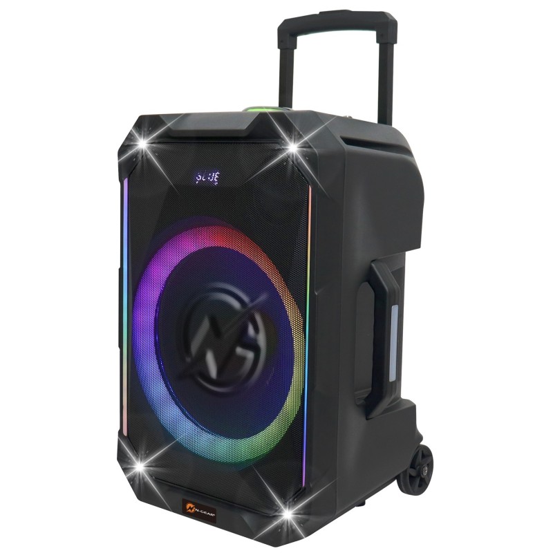 N-Gear Portable Karaoke Speaker - FLASH1240 - 12'' Portable Karaoke Speaker with 1x Wireless Mic LED Lights USB & BT