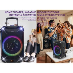 N-Gear Portable Karaoke Speaker - FLASH1240 - 12'' Portable Karaoke Speaker with 1x Wireless Mic LED Lights USB & BT