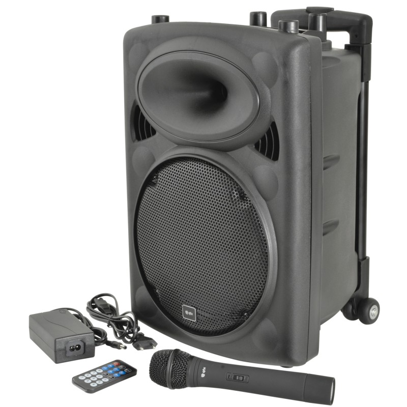QTX QR10PA 10'' Professional Portable Karaoke & PA Speaker with 1x Wireless Microphone, Bluetooth USB & FM 178.839UK