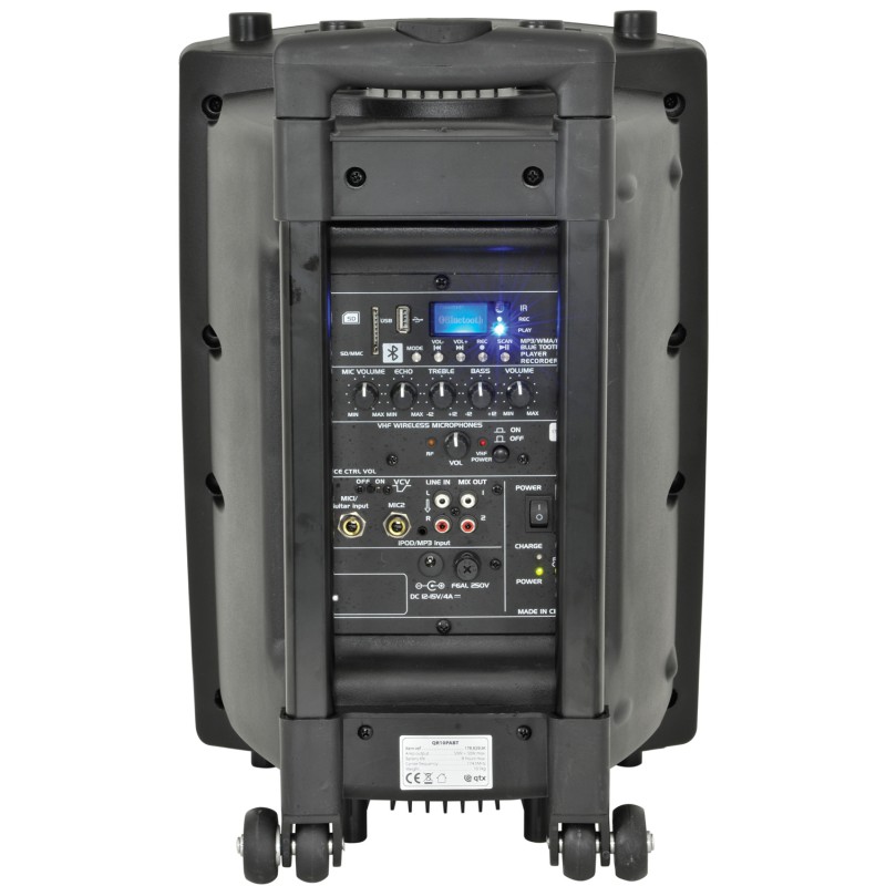 QTX QR10PA 10'' Professional Portable Karaoke & PA Speaker with 1x Wireless Microphone, Bluetooth USB & FM 178.839UK