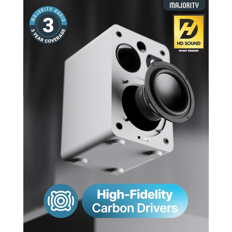 Majority Speakers Active - D70X - 70W 2.0 BT USB Phono HDMI ARC White (pair) — Buy in Cyprus with Fast Delivery