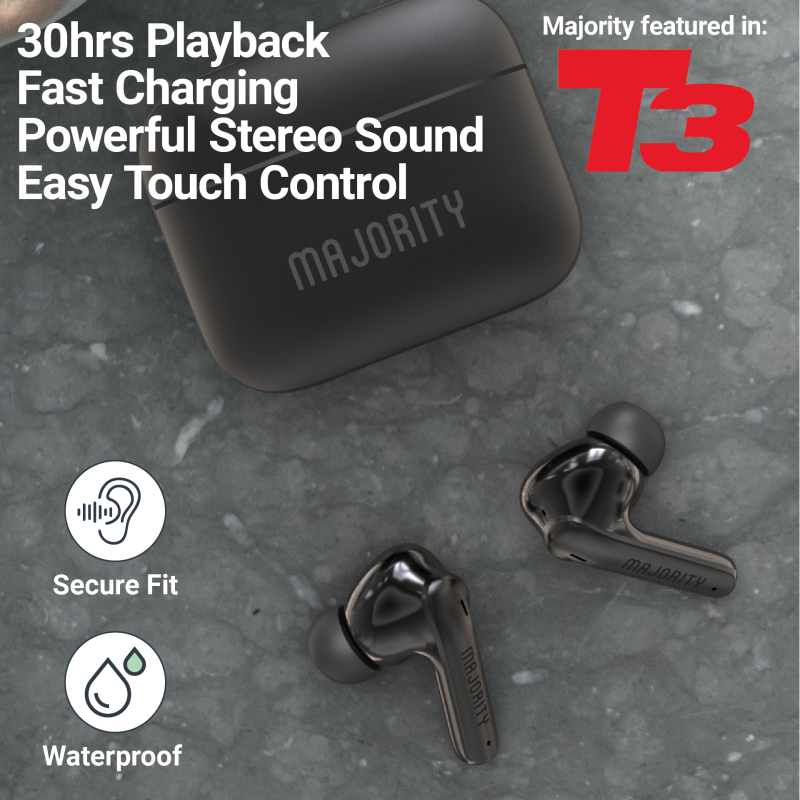 Majority Earphones - TRU-1 - TWS Sports Earphones IPX7 Black — Buy in Cyprus with Fast Delivery
