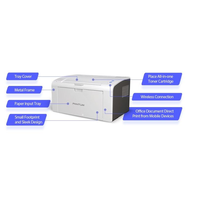 Pantum Laser Printer - P2509W - Laser Printer with Wi-Fi 22ppm — Buy in Cyprus with Fast Delivery