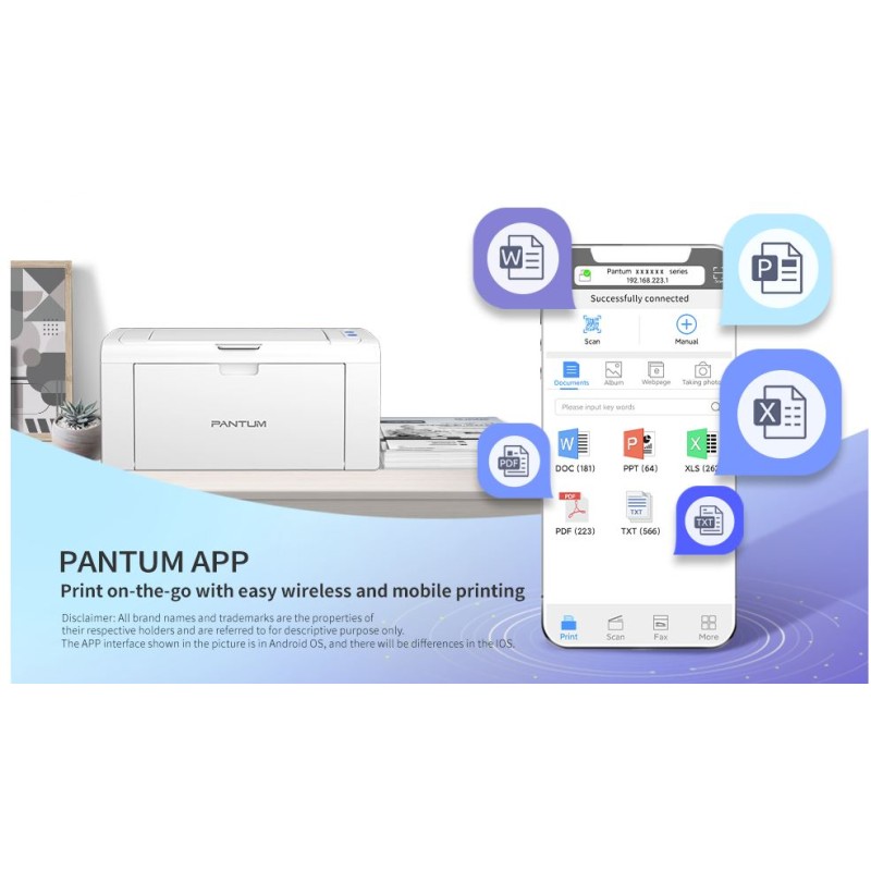 Pantum Laser Printer - P2509W - Laser Printer with Wi-Fi 22ppm — Buy in Cyprus with Fast Delivery