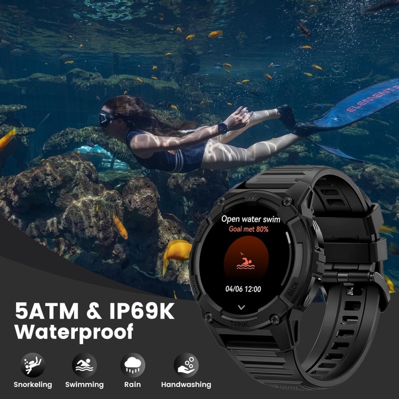 Kospet Rugged Smartwatch GPS Silicone Black - TANK S2 - Rugged Smartwatch GPS Silicone Black
