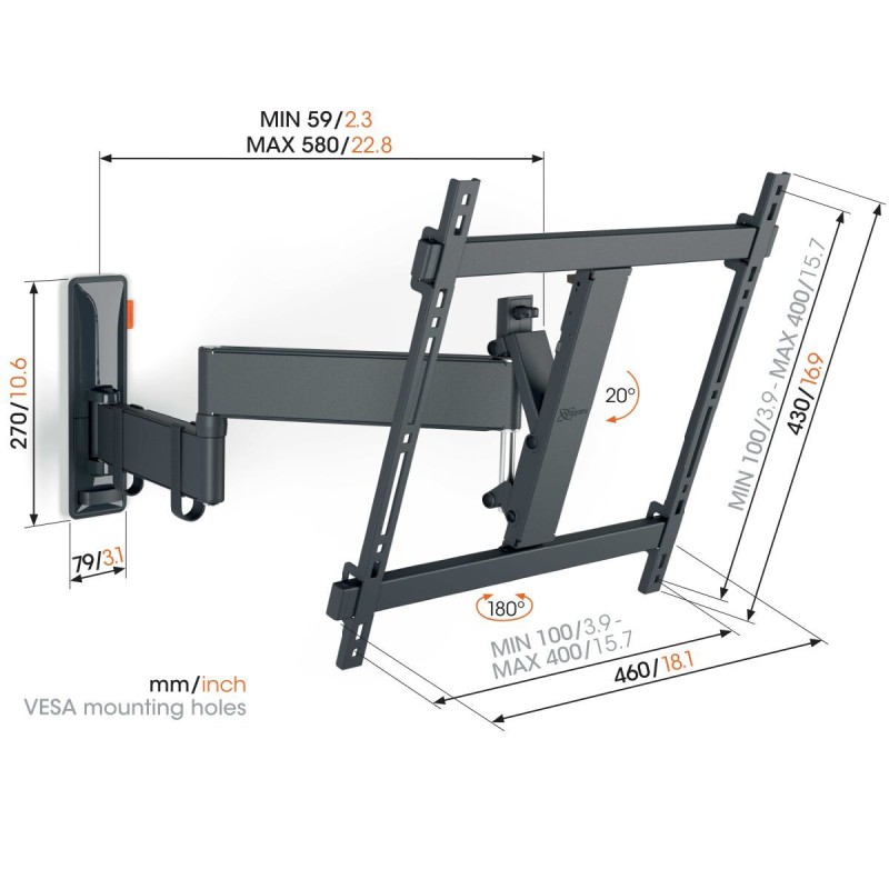 Vogels Turn TV Wall Mount - TVM3443 - 32-65'' Black — Buy in Cyprus with Fast Delivery