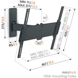Vogels QUICK TV Wall Mount 40x40 Turn 1 arm - TVM1423 - TV Wall Mount 40x40 Turn 1 arm — Buy in Cyprus with Fast Delivery