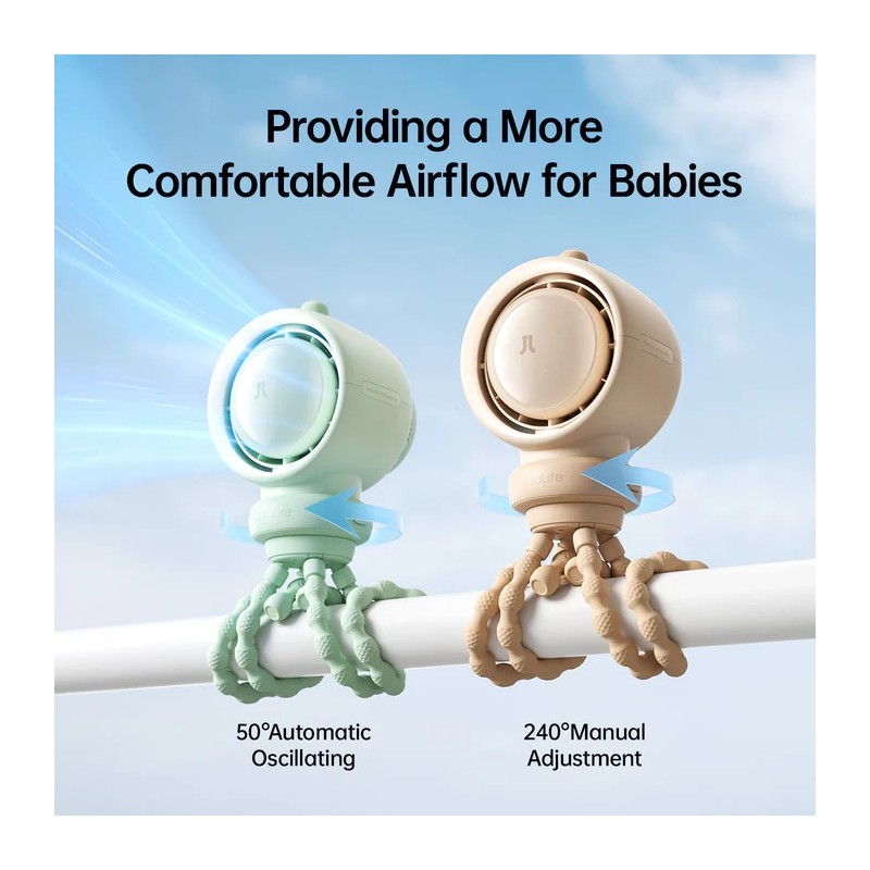 Jisulife Stroller Fan - Life2S - Brown — Buy in Cyprus with Fast Delivery