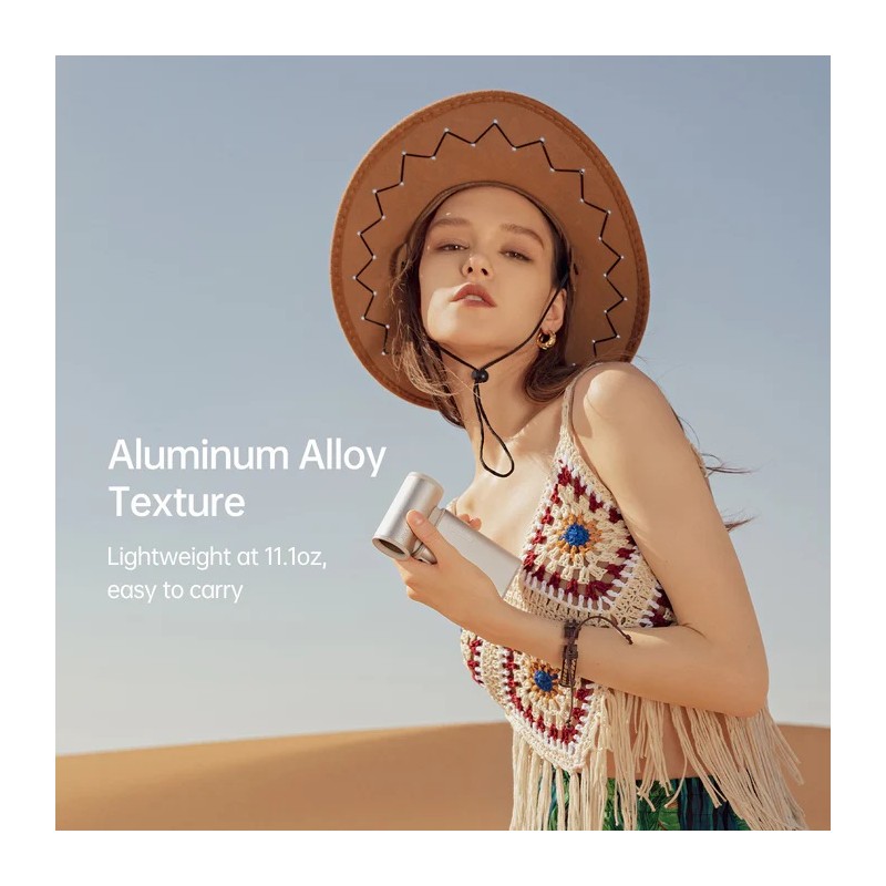 Jisulife Portable Personal Fan - ULTRA 1 - Aluminium Housing, Square & Round Nozzles Included, 75000 RPM, 1-100 Wind