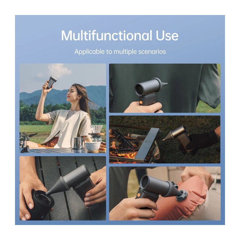 Jisulife Portable Personal Fan - ULTRA 1 - Aluminium Housing, Square & Round Nozzles Included, 75000 RPM, 1-100 Wind