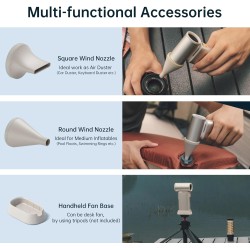 Jisulife Portable Personal Fan - ULTRA 1 - Aluminium Housing, Square & Round Nozzles Included, 75000 RPM, 1-100 Wind