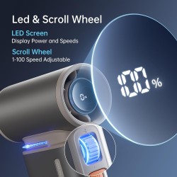 Jisulife Portable Personal Fan - ULTRA 1 - Aluminium Housing, Square & Round Nozzles Included, 75000 RPM, 1-100 Wind