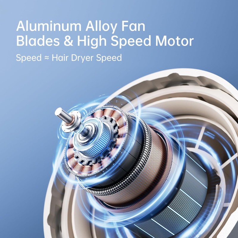 Jisulife Portable Personal Fan - ULTRA 1 - Aluminium Housing, Square & Round Nozzles Included, 75000 RPM, 1-100 Wind