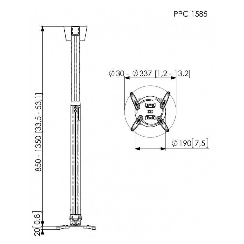 Vogels Projector Ceiling Support - PPC1585 - 15kg 85-135 — Buy in Cyprus with Fast Delivery