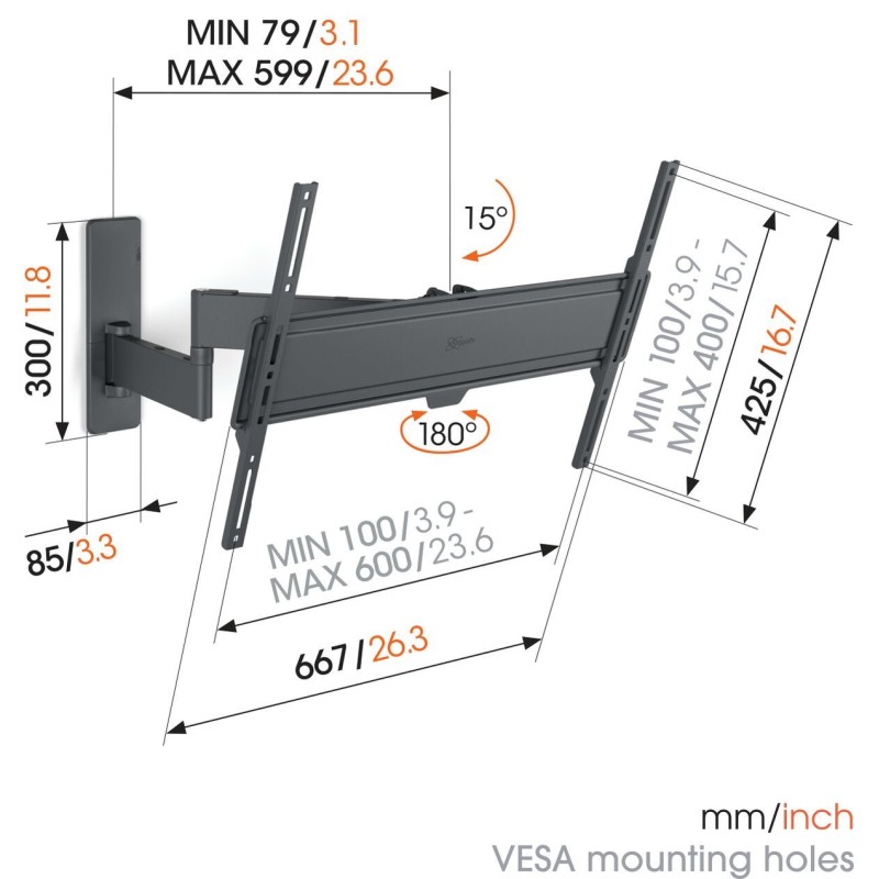 Vogels TV Wall Mount - TVM1643 - Turn 40-77'' Black — Buy in Cyprus with Fast Delivery