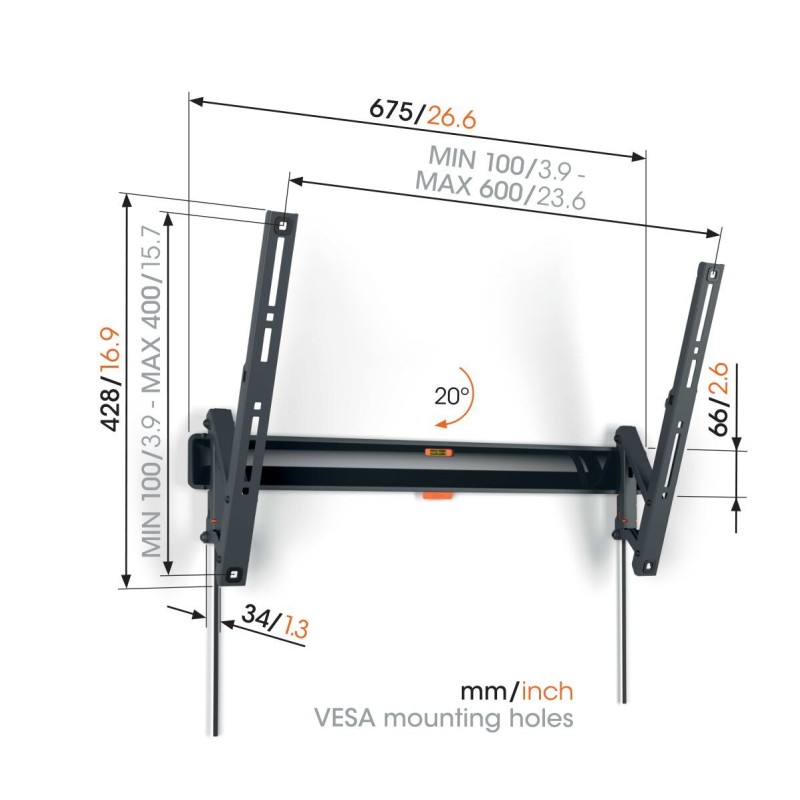 Vogels Tilt TV Wall Mount - TVM3613 - 40-77'' Black — Buy in Cyprus with Fast Delivery