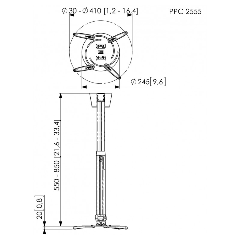 Vogels Projector Ceiling Kit - PPC2555 - 25kg 55-85cm — Buy in Cyprus with Fast Delivery